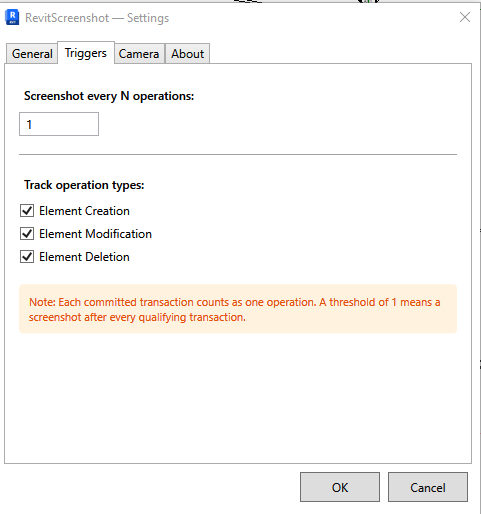Revit Screenshot Plugin - вікно налаштувань